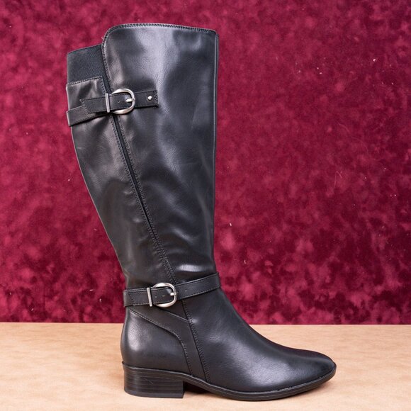 Naturalizer Women Sahara Vegan Leather Black Leather Wide Calf Riding Tall boots - Picture 4 of 9